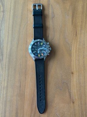 Nautica Chronograph 100m Black Silicone Strap Watch Nautical Flag Accents.